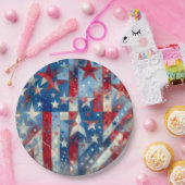 赤・白・青の愛国的独立記念日 ペーパープレート (パーティー)