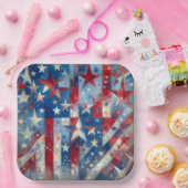 赤・白・青の愛国的独立記念日 ペーパープレート (パーティー)