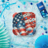 赤・白・青の愛国的7月4日パーティー ペーパープレート (パーティー)