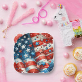 赤・白・青の愛国的7月4日パーティー ペーパープレート (パーティー)