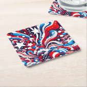 赤・白・青の愛国的7月4日 スクエアペーパーコースター (アングル)