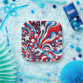 赤・白・青の愛国的7月4日 ペーパープレート (パーティー)