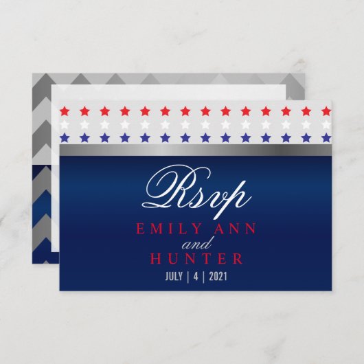 赤、白、青の愛国結婚的星 出欠カード (正面/裏面)