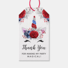 赤・白・青の愛国者ユニコーンありがとう ギフトタグ