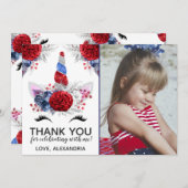 赤・白・青の愛国者ユニコーンありがとう 招待状 (正面/裏面)