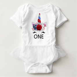赤・白・青の愛国者ユニコーン ベビーTシャツ