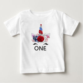 赤・白・青の愛国者ユニコーン ベビーTシャツ