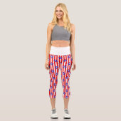 赤、白、青の星とストライプのカプリレギン カプリレギンス (正面)