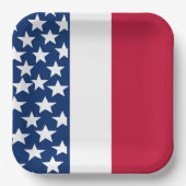 赤、白、青の星とストライプ7月4日 ペーパープレート (正面)