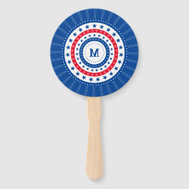 赤、白、青の星とモノグラム ハンドファン