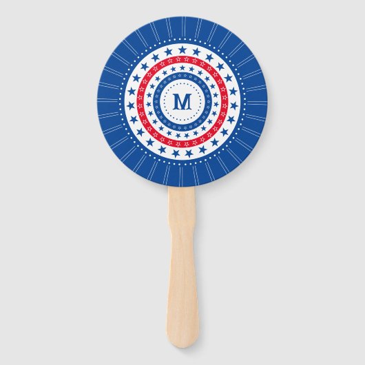赤、白、青の星とモノグラム ハンドファン (正面)