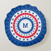 赤、白、青の星とモノグラム ラウンドクッション (裏面)