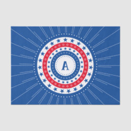 赤、白、青の星とモノグラム 薄葉紙