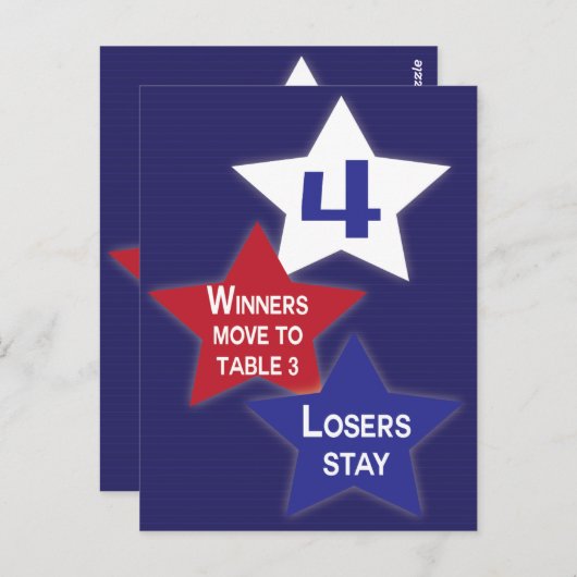 赤、白、青の星のバンコ テーブル カード #4 (正面/裏面)