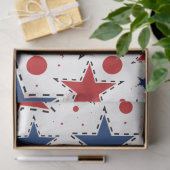 赤、白、青の星のプリントパターン 薄葉紙 (ギフト)