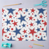 赤、白、青の星のプリントパターン 薄葉紙 (クラフト)
