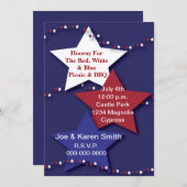 赤、白、青の星の招待状 招待状 (正面/裏面)