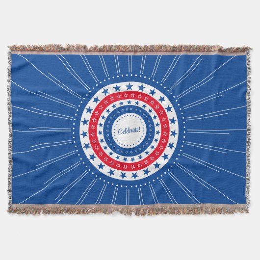 赤、白、青の星を祝おう スローブランケット (正面)