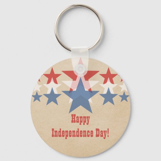 赤、白、青の星カスケードキーチェーン キーホルダー (正面)