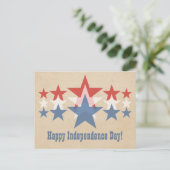 赤・白・青の星カスケード7月4日はがき ポストカード (スタンド正面)