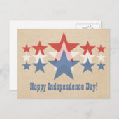 赤・白・青の星カスケード7月4日はがき ポストカード (正面/裏面)