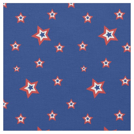 赤、白、青の星模様 ファブリック (クローズアップ)