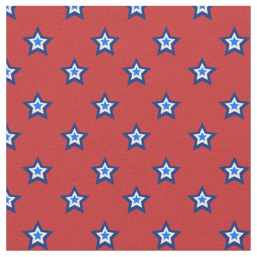 赤、白、青の星模様 ファブリック (クローズアップ)