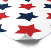 赤、白、青の星模様 ポスター (角)