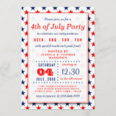 赤・白・青の星7月4日パーティー 招待状 (正面)