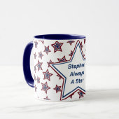 赤、白、青の星 マグカップ (正面左)