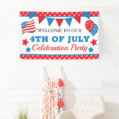 赤・白・青の星・国旗7月4日 横断幕 (インサイチュ)