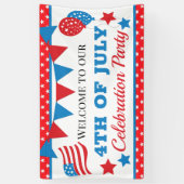 赤・白・青の星・国旗7月4日 横断幕 (縦)