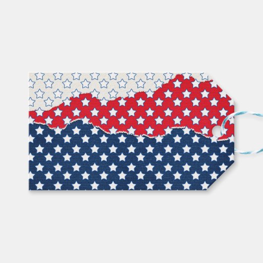 赤、白、青の星（米国） (統一された州) ギフトタグ (正面(横))
