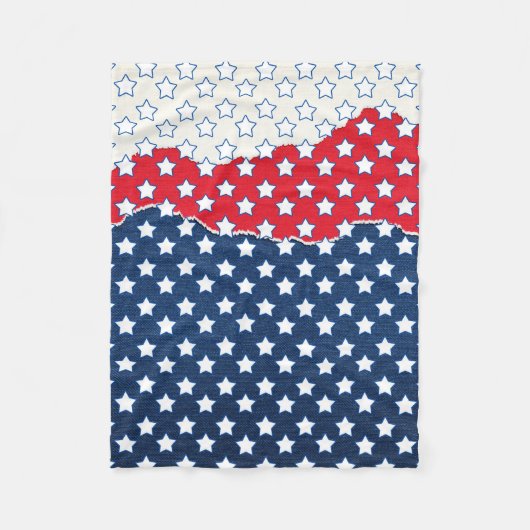 赤、白、青の星（米国） (統一された州) フリースブランケット (正面)
