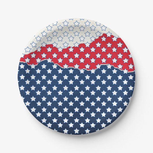 赤、白、青の星（米国） (統一された州) ペーパープレート (正面)