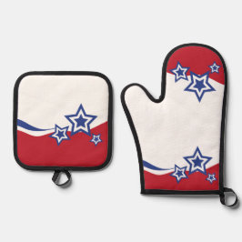 赤、白、青の星 鍋つかみ&鍋敷きセット