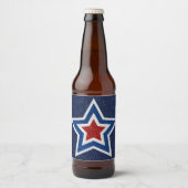 赤、白、青の星 7月4日のギッター ビールラベル (正面)