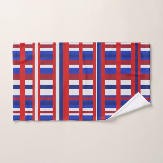 赤、白、青の格子模様 バスタオルセット (ハンドタオル)