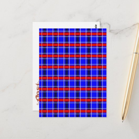 赤、白、青の格子縞 ポストカード (正面/裏面インサイチュ)