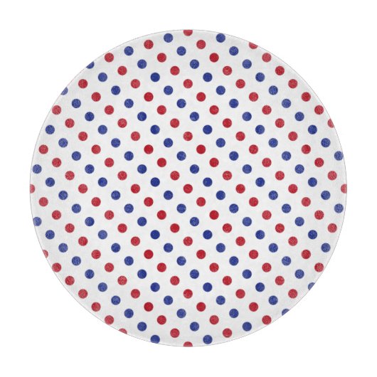 赤、白、青の水玉模様パターン カッティングボード (正面)