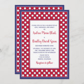 赤、白、青の水玉模様結婚 招待状 (正面/裏面)