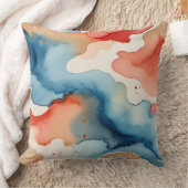 赤、白、青の水色の抽象芸術 クッション (ブランケット)