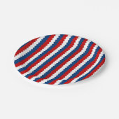 赤、白、青の波状のストライプ ペーパープレート (アングル)
