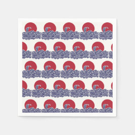 赤、白、青の海の夕日と波 スタンダードカクテルナプキン