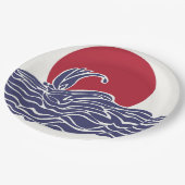 赤、白、青の海の夕日と波 ペーパープレート (アングル)