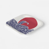 赤、白、青の海の夕日と波 ペーパープレート (傾斜あり)