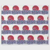 赤、白、青の海の夕日と波 ラッピングペーパー (フラット)