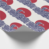 赤、白、青の海の夕日と波 ラッピングペーパー (角)