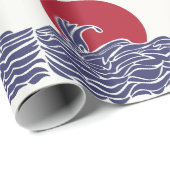 赤、白、青の海の夕日と波 ラッピングペーパー (ロールコーナー)