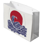 赤、白、青の海の夕日と波 ラージペーパーバッグ (裏面アングル)